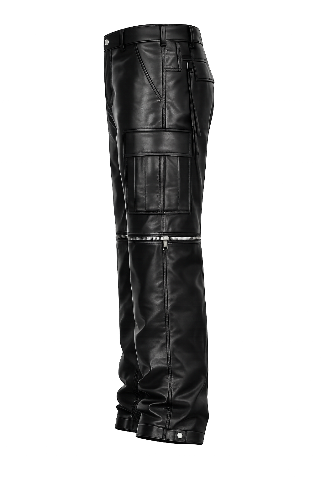 Convertible Leather Cargo Pants – Black