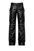 Convertible Leather Cargo Pants – Black