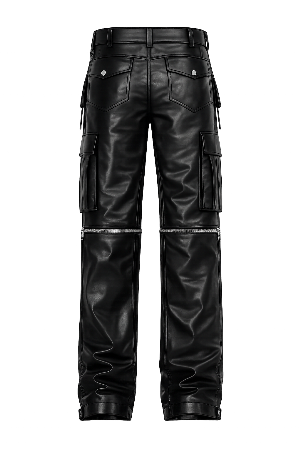 Convertible Leather Cargo Pants – Black