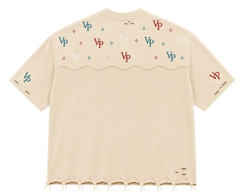 VP Monogram Distressed Oversized Tee – Cream
