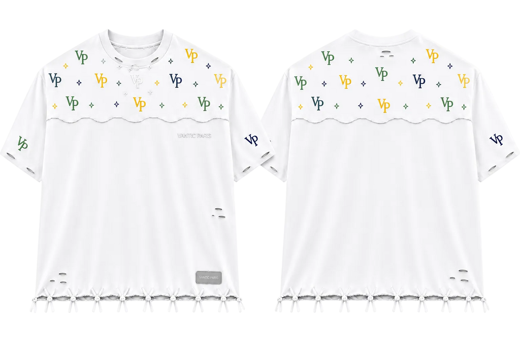 VP Monogram Distressed Oversized Tee – White