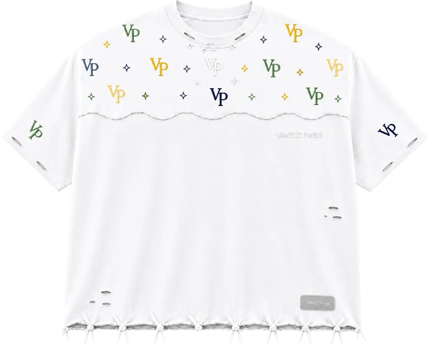 VP Monogram Distressed Oversized Tee – White