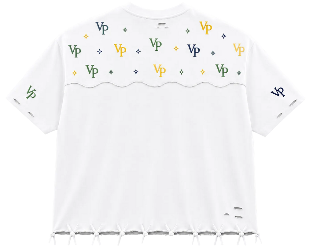 VP Monogram Distressed Oversized Tee – White