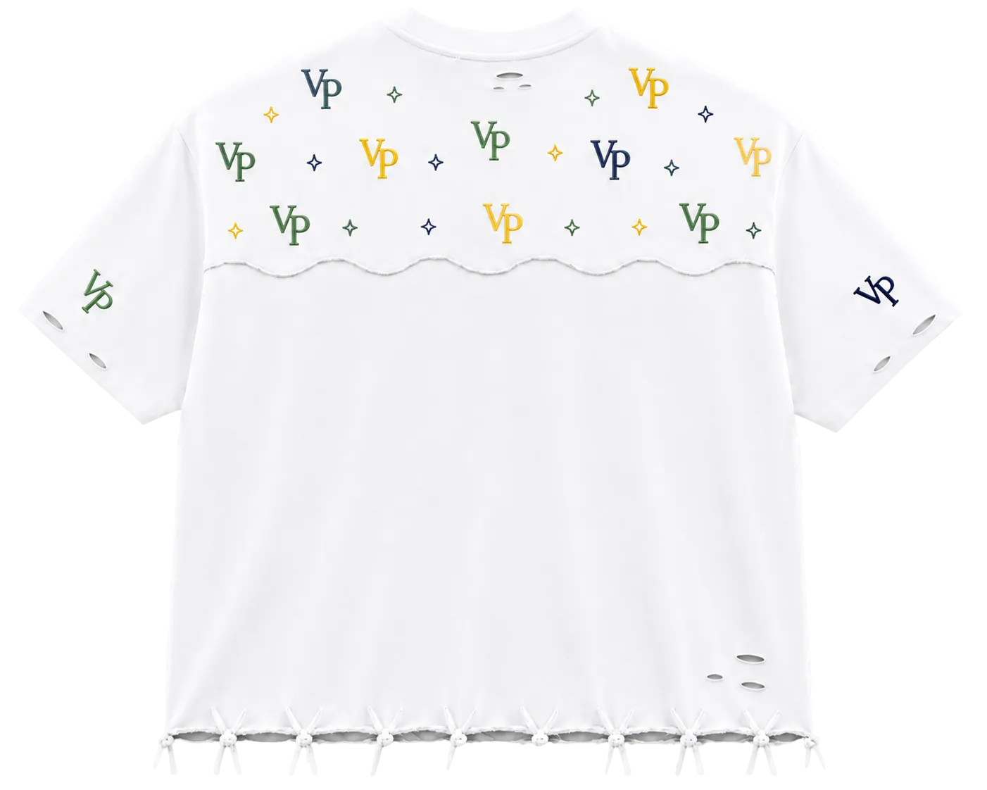 VP Monogram Distressed Oversized Tee – White