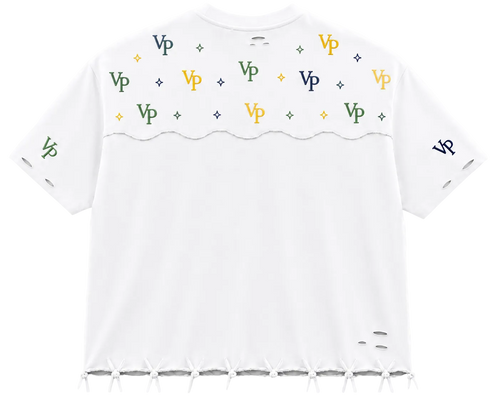 VP Monogram Distressed Oversized Tee – White